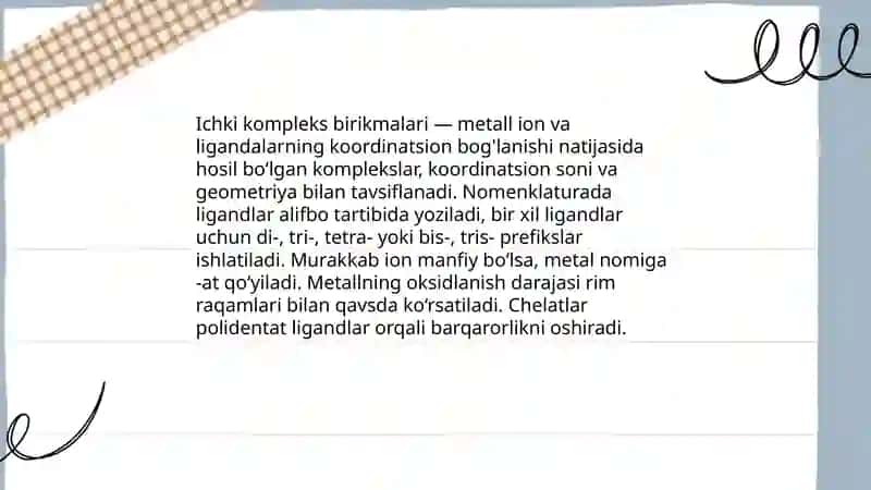 Ichki kompleks birikmalari 3