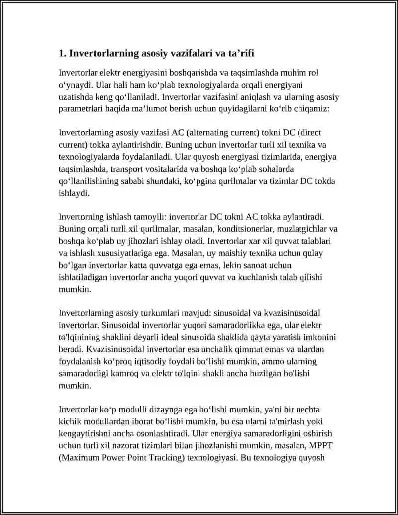 Mavzu: “INVERTOR VA KONVERTORLAR VAZIFASI” 3