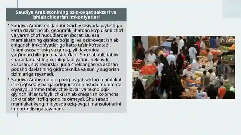 Saudiya Arabistoni jahon iqtisodiyoti va oziq-ovqat muammosi 3