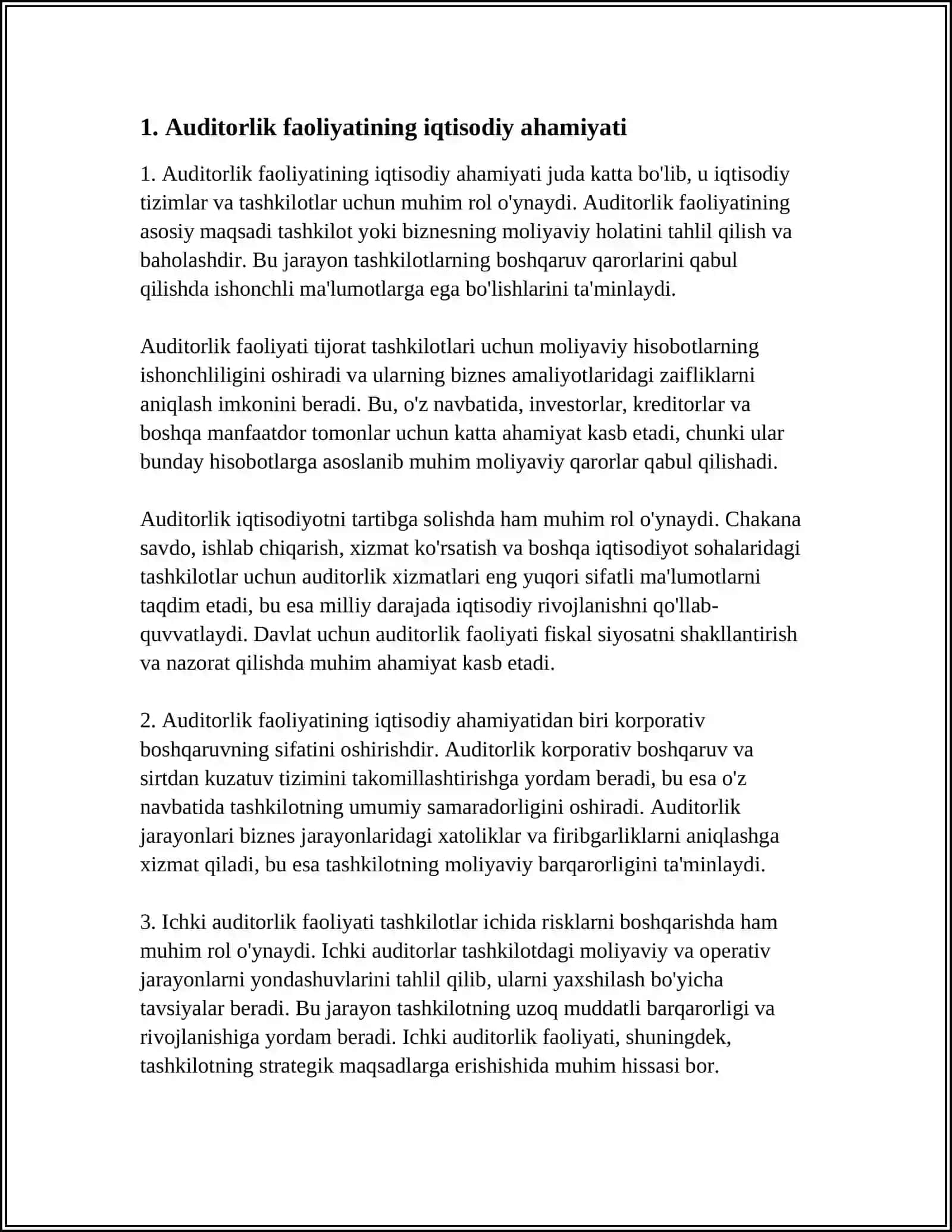 AUDITORLIK FAOLIYATINING AHAMIYATI, MAQSAD VA VAZIFALARI 3