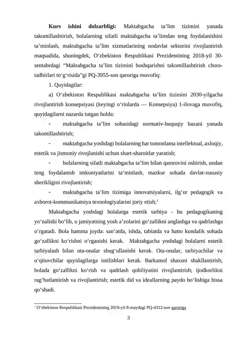 MAKTABGACHA YOSHDAGI BOLALARNI INTELLEKTUAL, AXLOQIY, ESTETIK VA JISMONIY JIHATDAN HAR TOMONLAMA RIVOJLANTIRISH UCHUN SHAROITLAR YARATISHNING ZARURIY MASALALARI 3