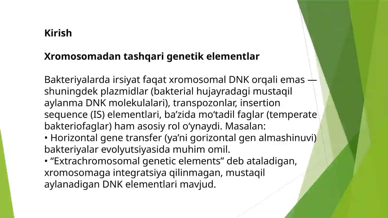 Bakterial irsiyatning xromosomadan tashqari omillari (plazmidlar, trasnpozonlar, Is-faktorlar, mo’tadil faglar), tibbiyotdagi ahamiyati 3