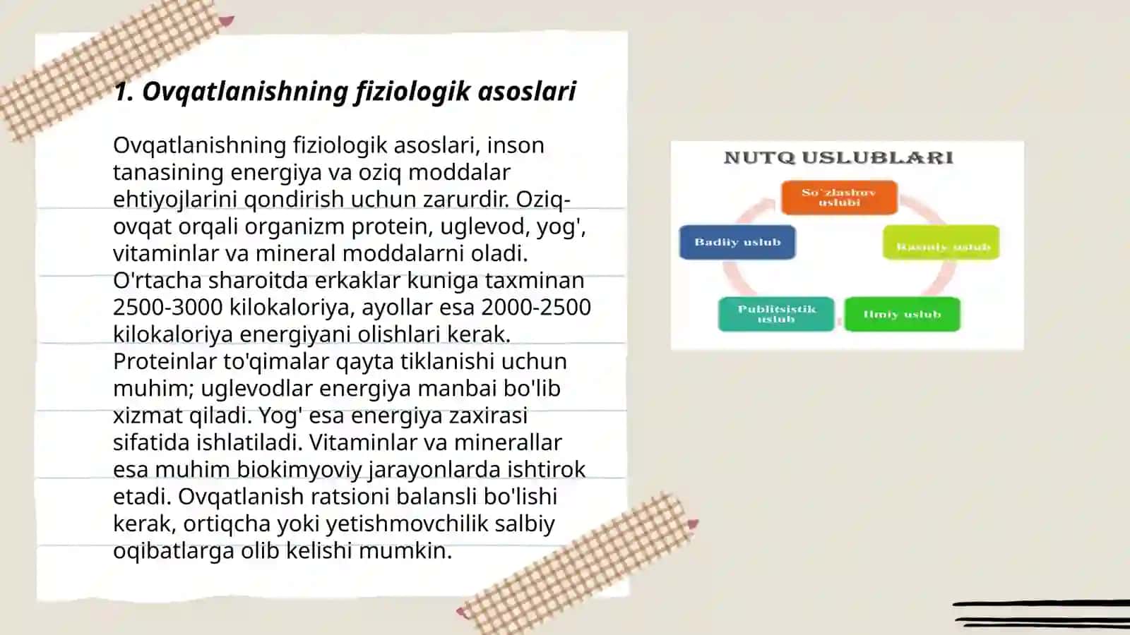 Ovqatlanishning fiziologik me'yorlari 3