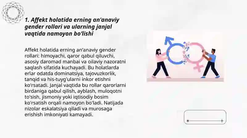 Affekt holatidagi er-xotin munosabatlarida gender rollari va gender streotiplarining namoyon bo'lishi 3
