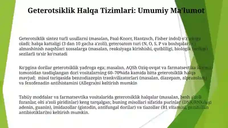 Geterotsiklik sintez usullari 3