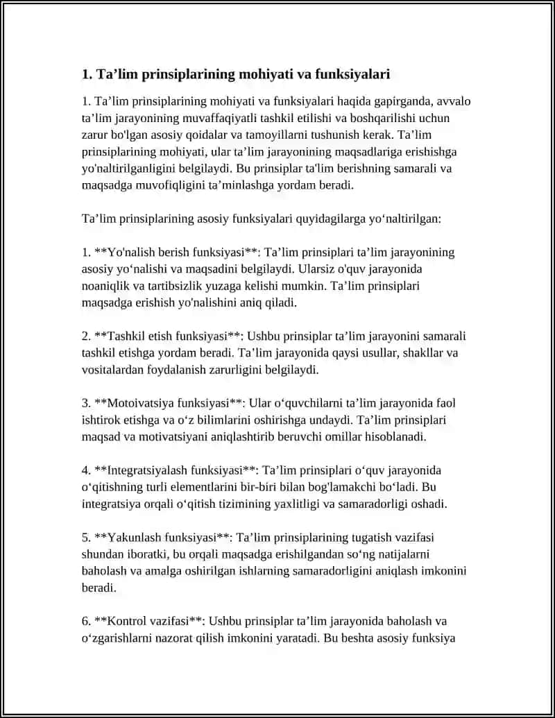 TAʼLIM PRINSIPLARI.PRINSIPLARNI TANLASHGA UMUMIY YONDASHISH 3