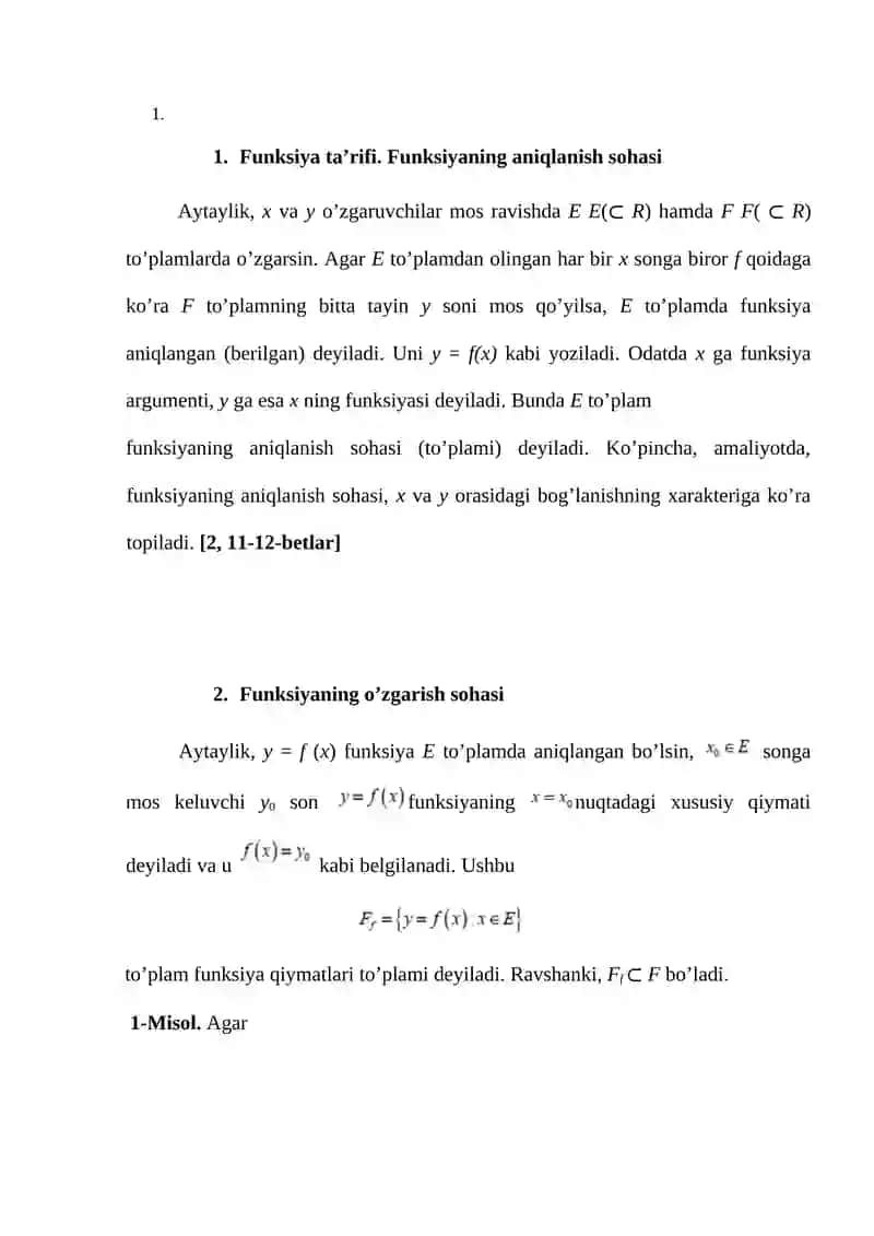Funksiya tushunchasi 3
