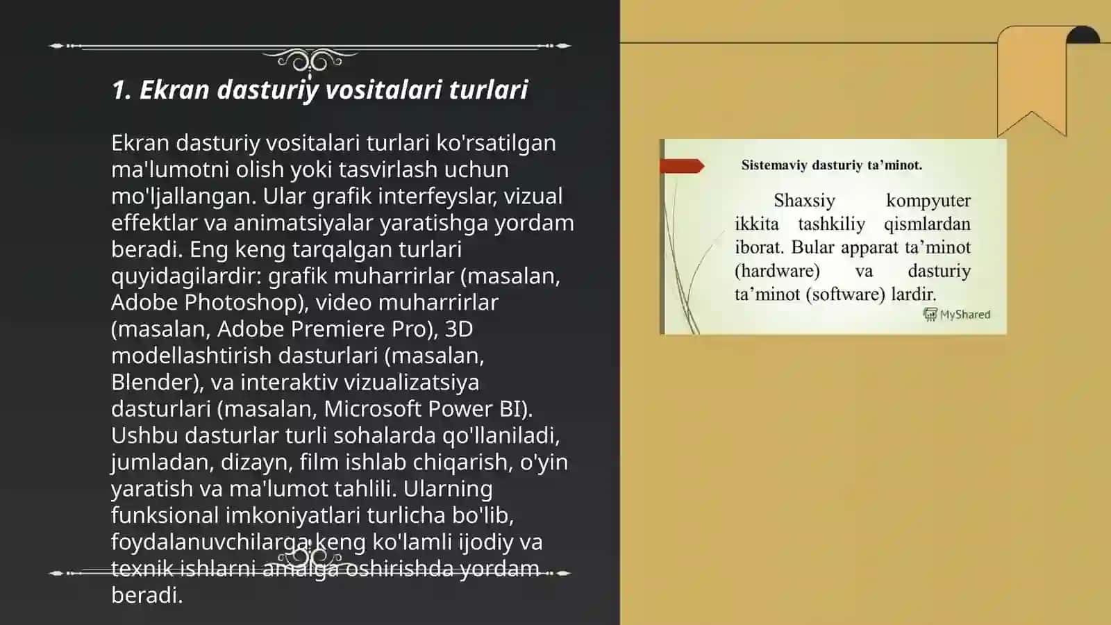 Ekran dasturiy vositalari turlari 3