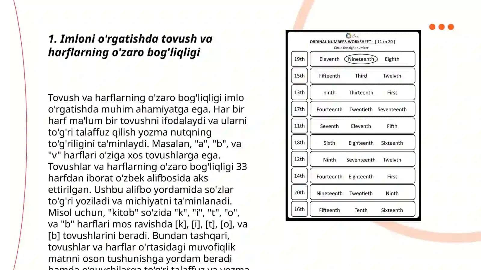 Imlo va talaffuz qoidalarining berilishi 3