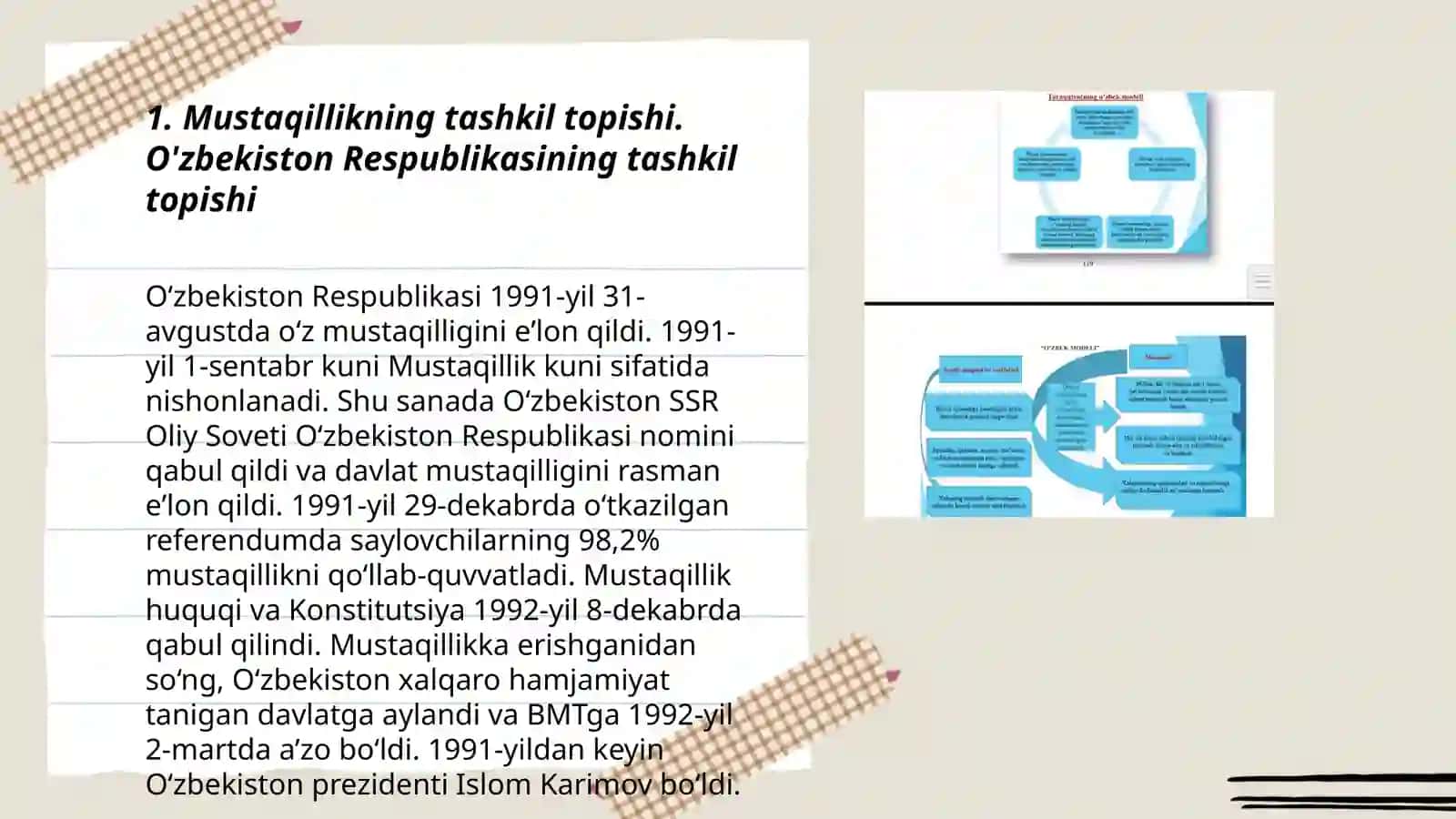 Mustaqil O'zbekiston Respublikasining Tashkil Topishi va Tarixiy Ahamiyati 3