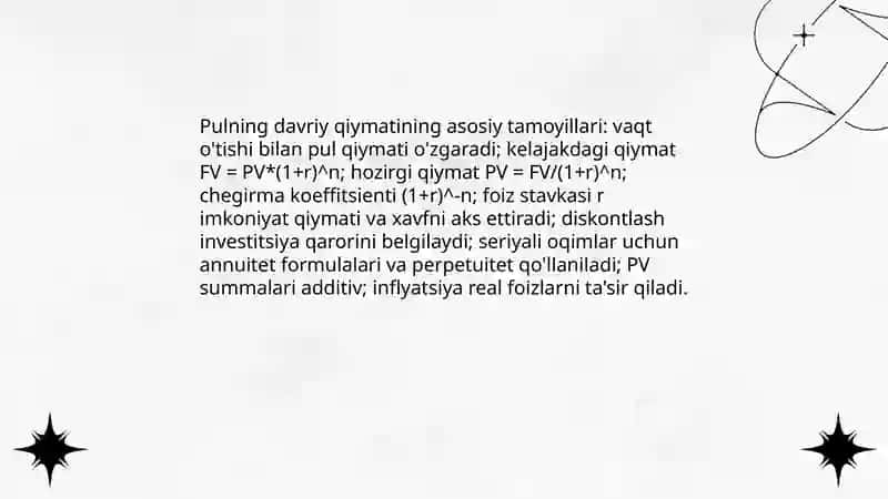 Pulning davriy qiymati va pul oqimlarining diskontli tahlili 3
