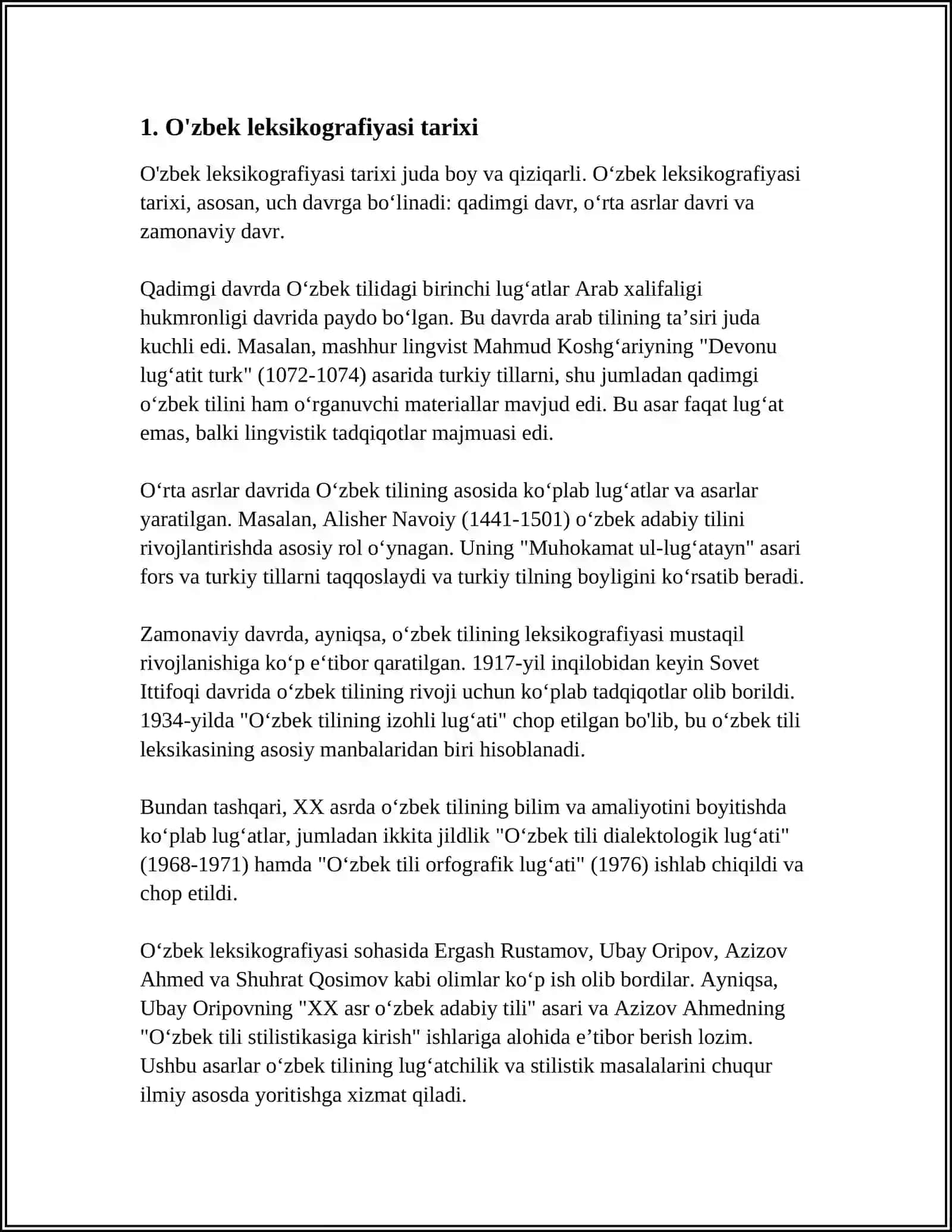 O'ZBEK LEKSIKOGRAFIYASI BIR TILLI VA KO'P TILLI LUG'ATLAR BILAN TANISHISH 3