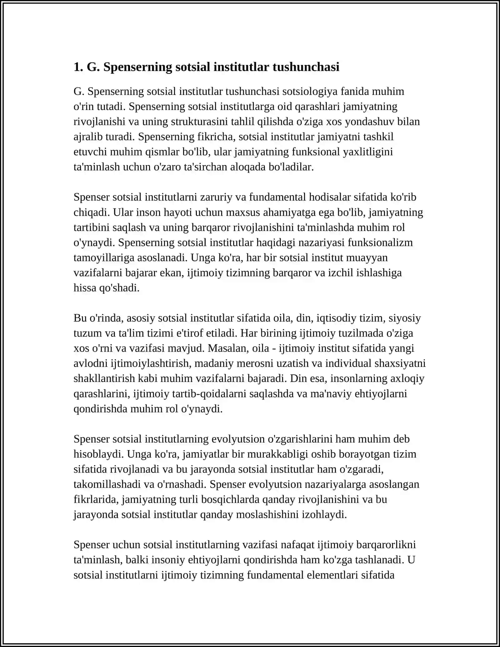 G.SPENSERNING SOTSIAL INSTITUTLAR HAQIDAGI QARASHLARI 3