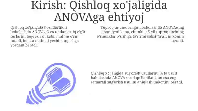 Qishloq xôjalik sohasida uchraydigan masalalarni bir faktorli dispersion tahlil usuli 3