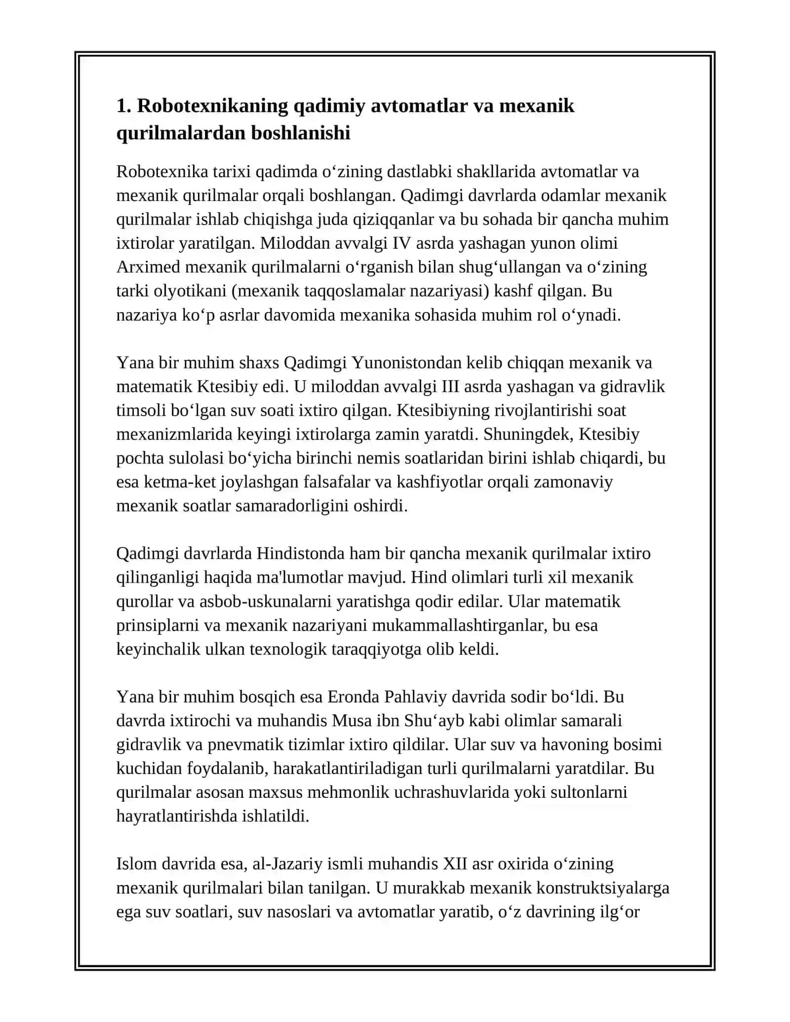 ROBOTEXNIKA TARIXI VA ISHLATILISH SOHALARI 3