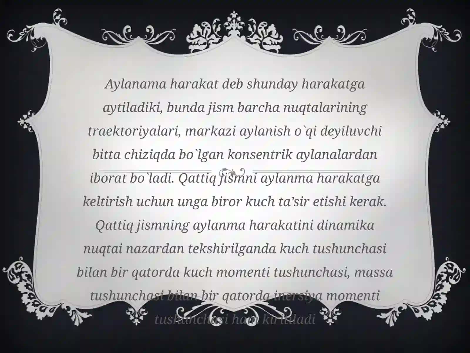 QATTIQ JISM AYLANMA HARAKAT DINAMIKASI NING ASOSIY QONUNI 3