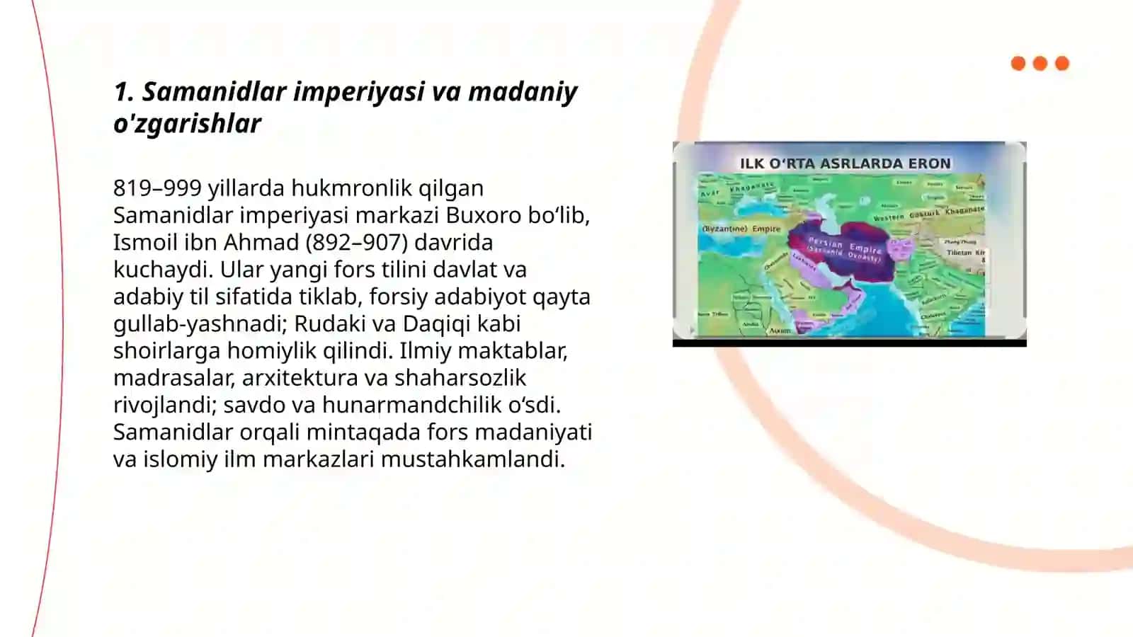 Samanidlar imperiyasi va madaniy o'zgarishlar 3
