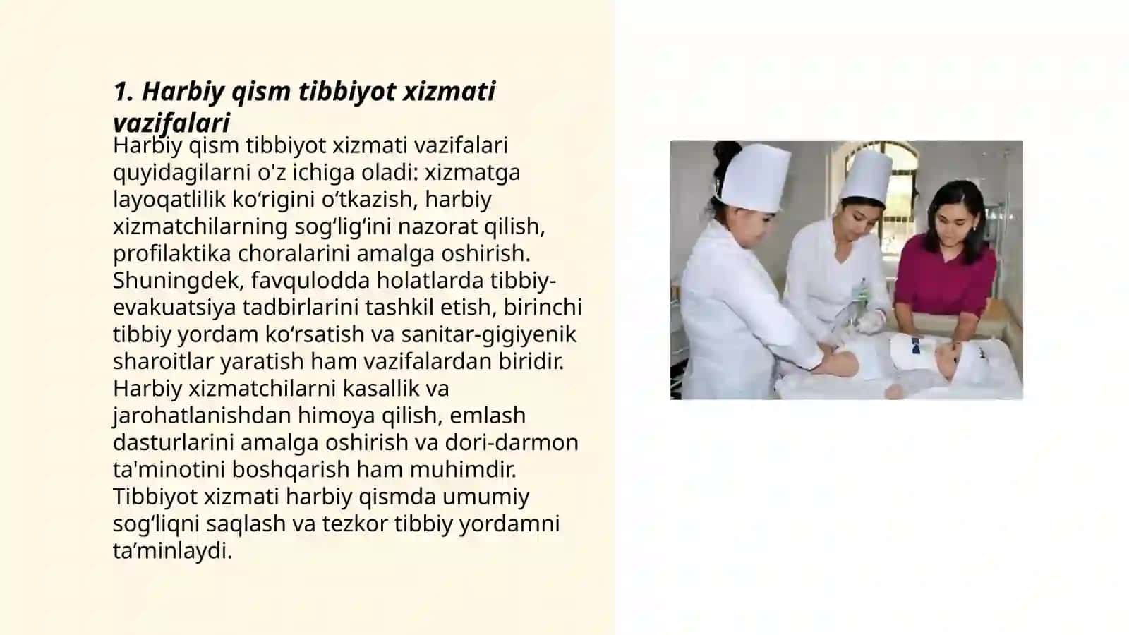 Tinchlik davrida harbiy qism tibbiyot xizmati 3