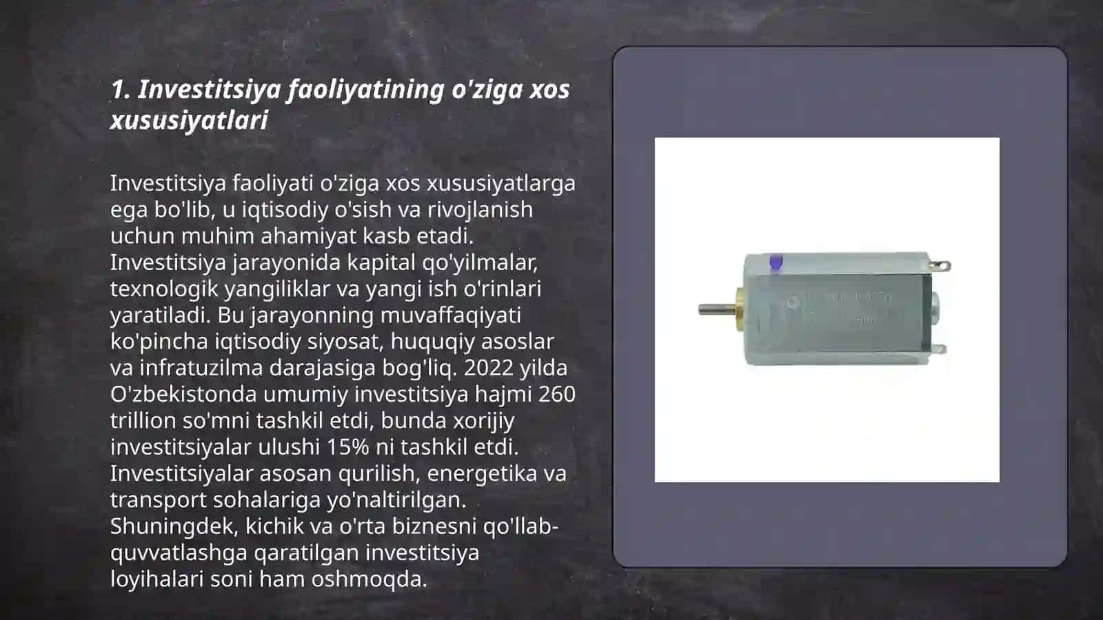 Investitsiya faoliyatining o'ziga xos xususiyatlari 3
