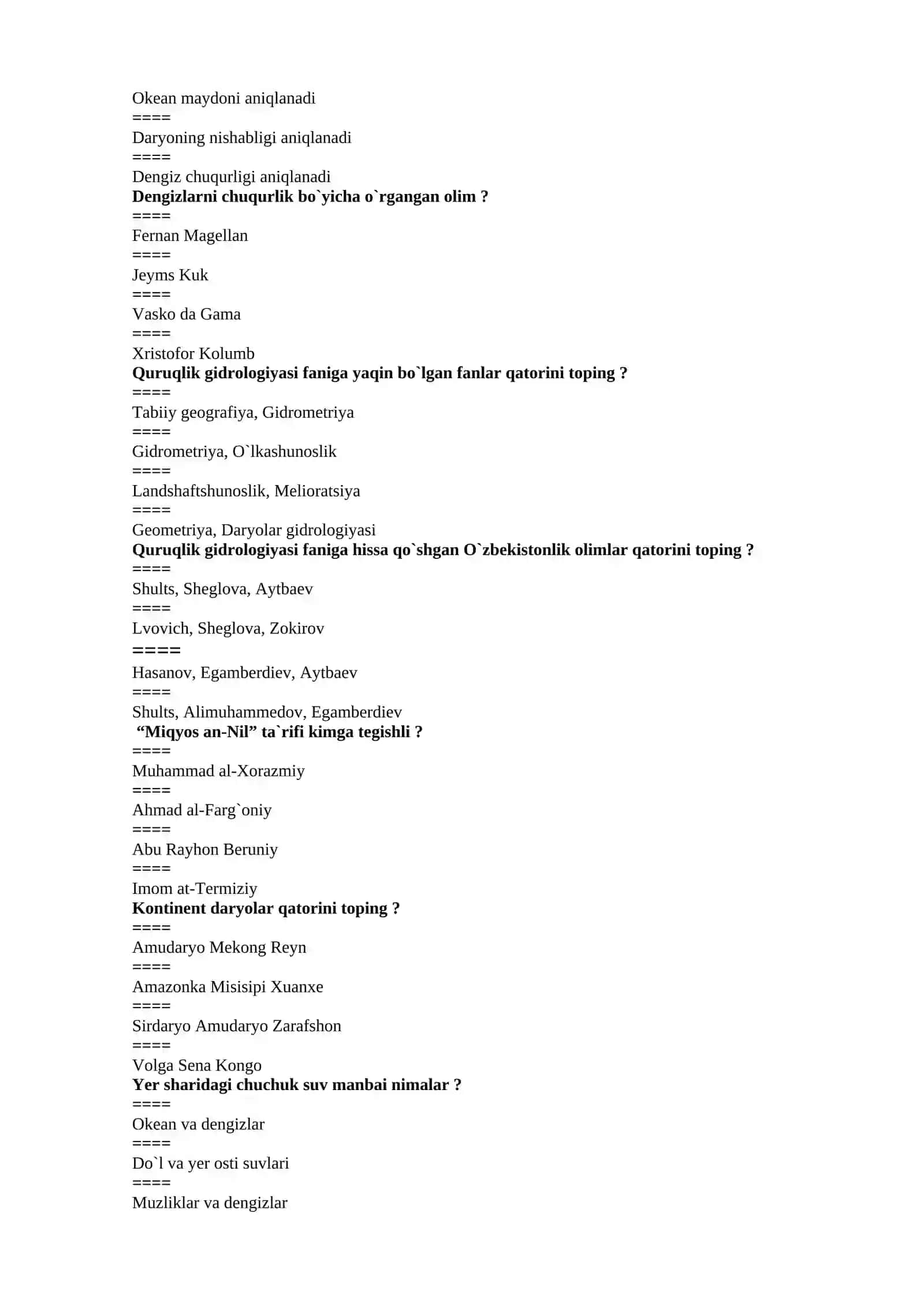 Quruqlik gidrologiya fani nimani o`rganadi? 3