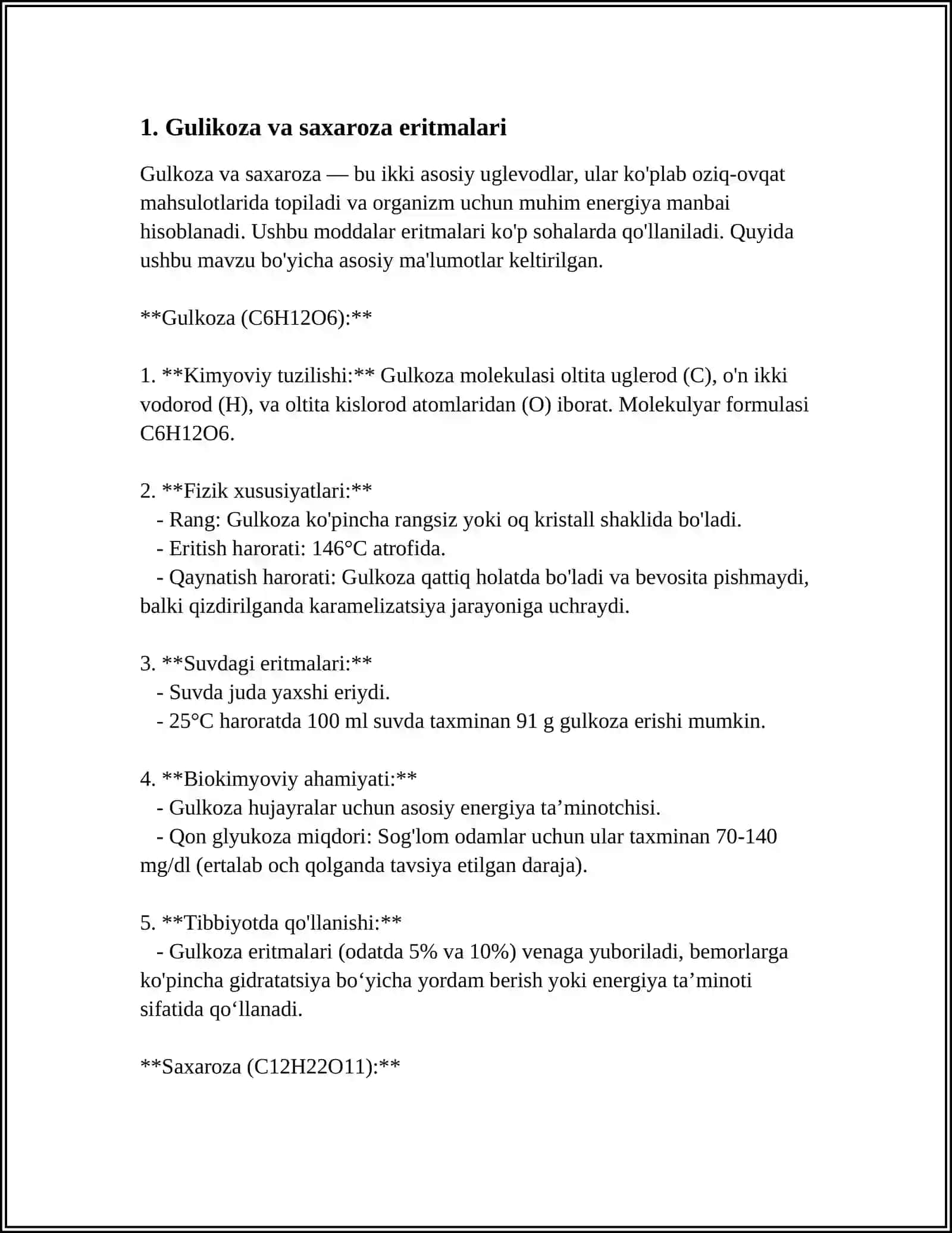 GULIKOZA VA SAXAROZANING SUVDA VA BOSHQA ERITUVCHILARDA ERISHI 3