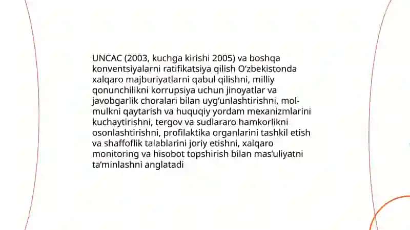 Korrupsiyaga qarshi kurash bo’yicha xalqaro qonunlar va qarorlarning O’zbekistonda ratifikatsiya qilishning ahamiyati, iqtisodiy-siyosiy va ijtimoiy huquqiy mexanizmlari 3