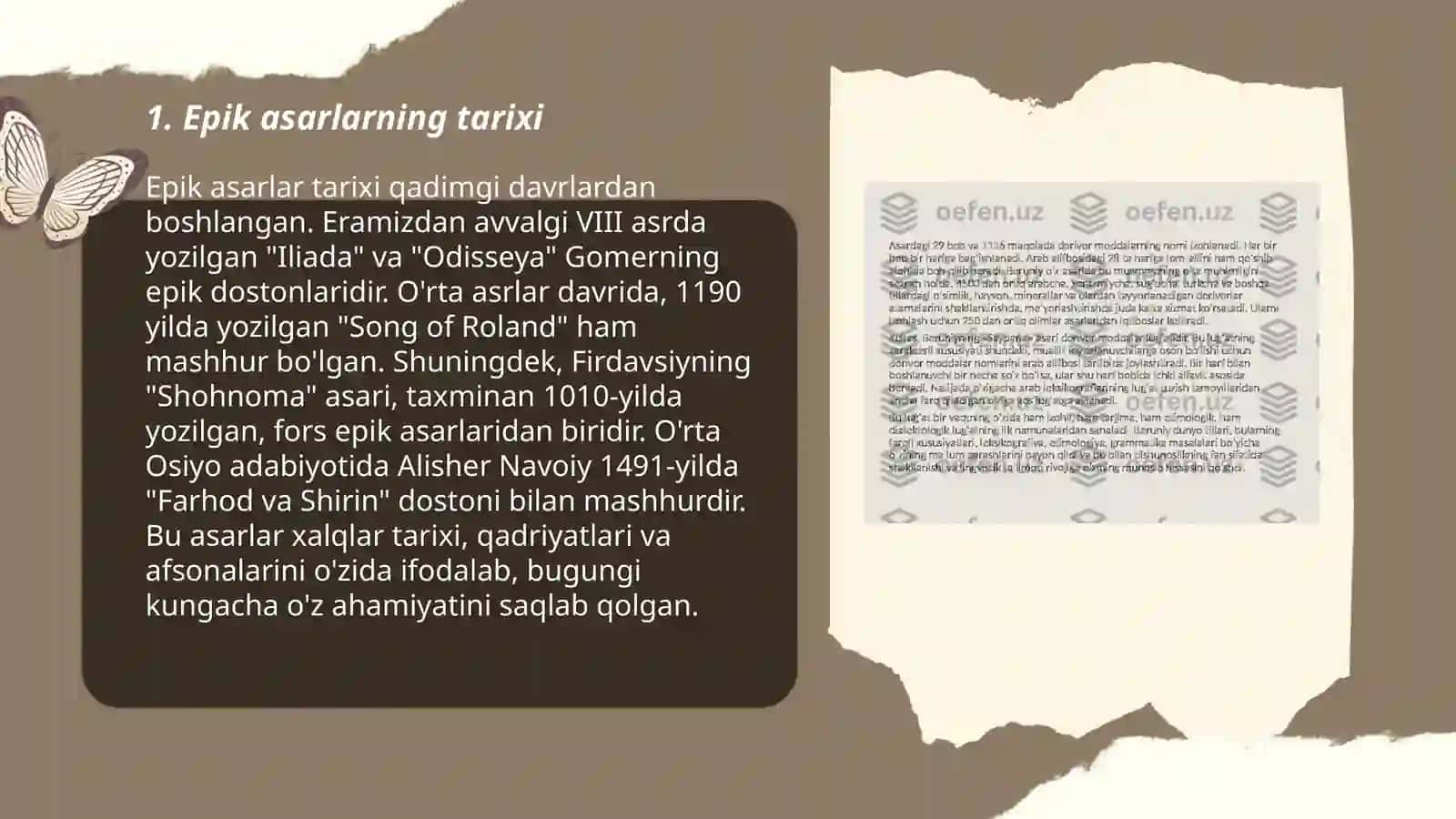 Epik tur va uning janrlari(epik asarlar misolida) 3