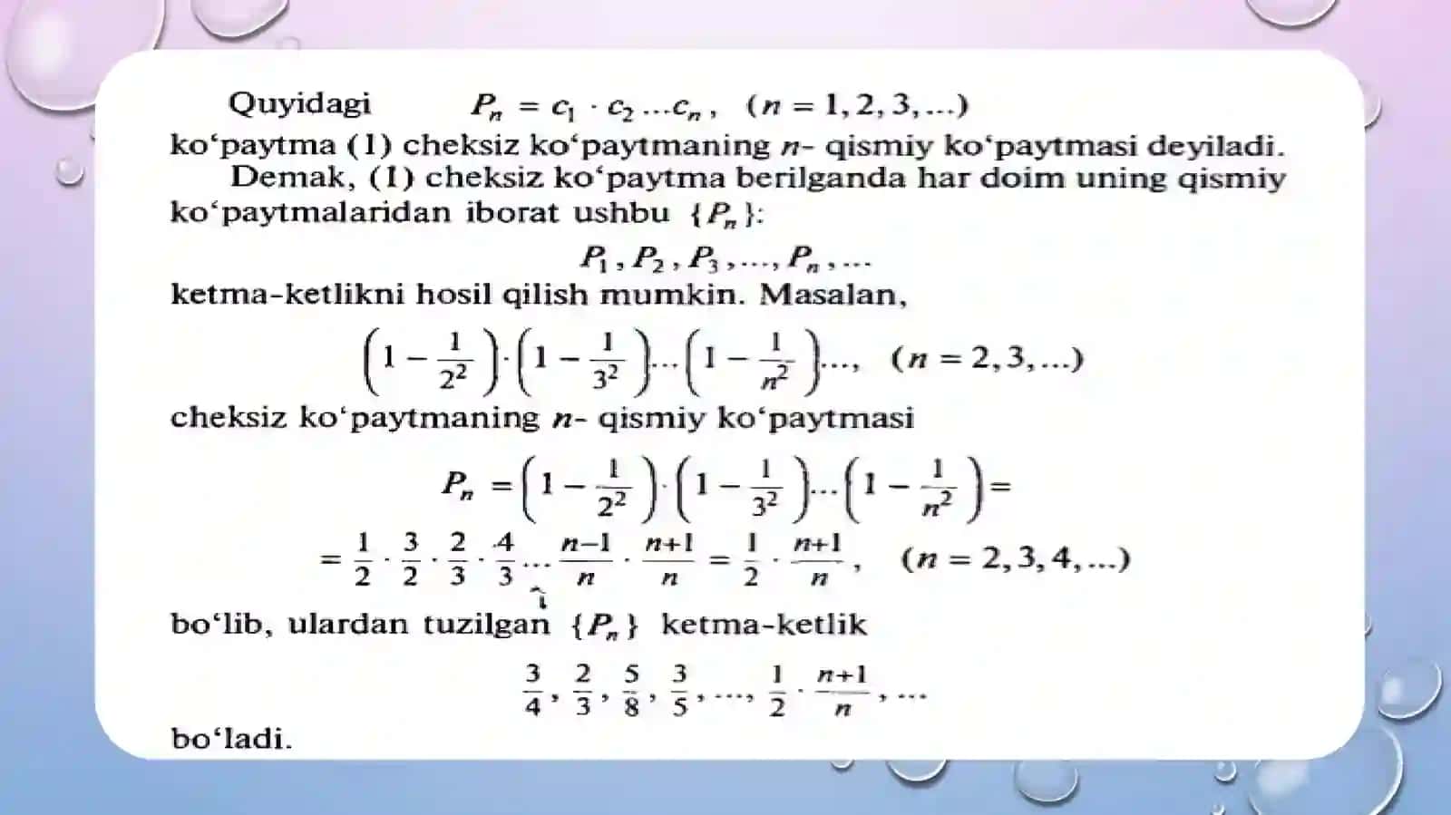 Cheksiz ko'paytmalar 3