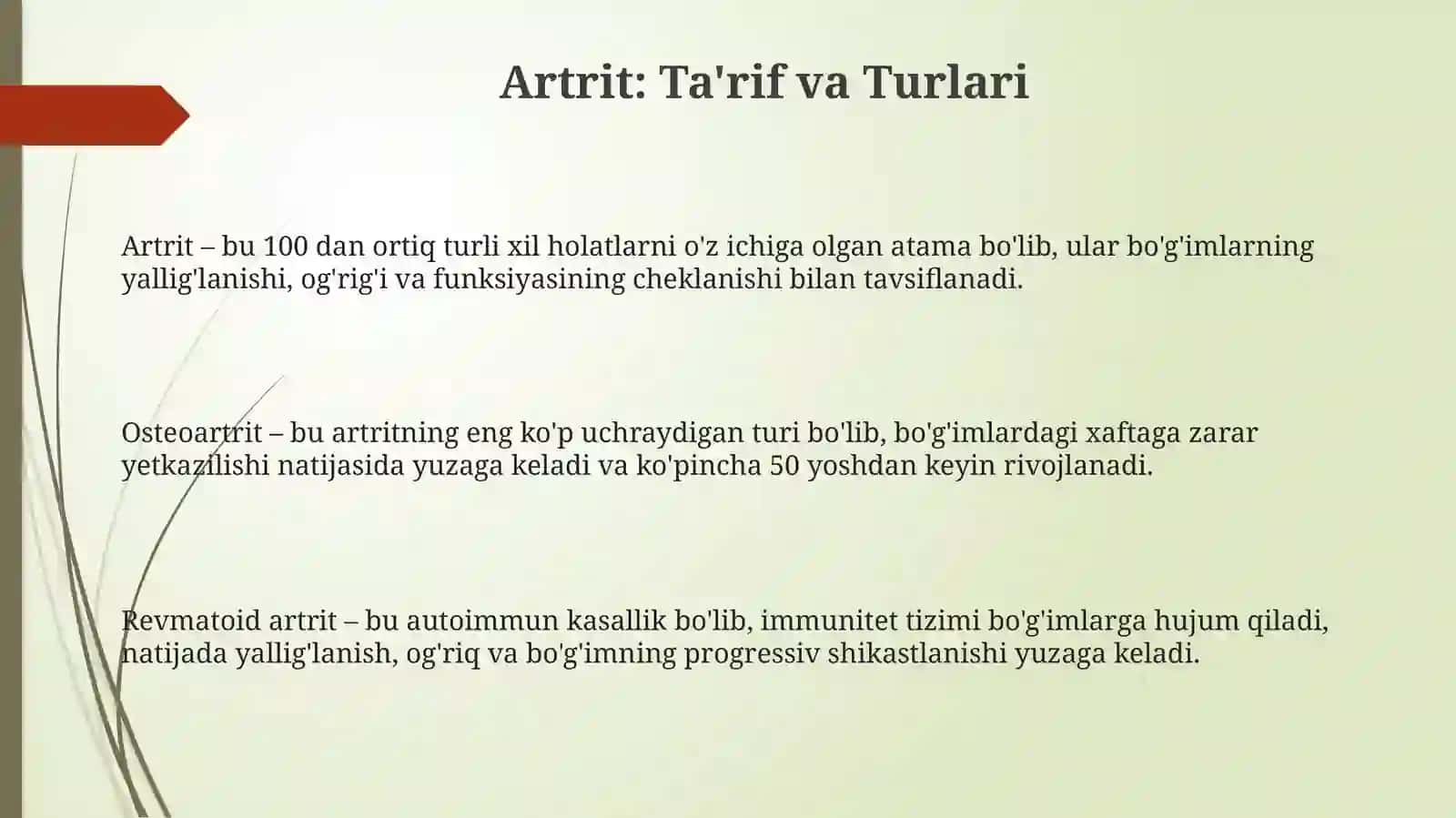 Artrit: Ta'rif va Turlari 3