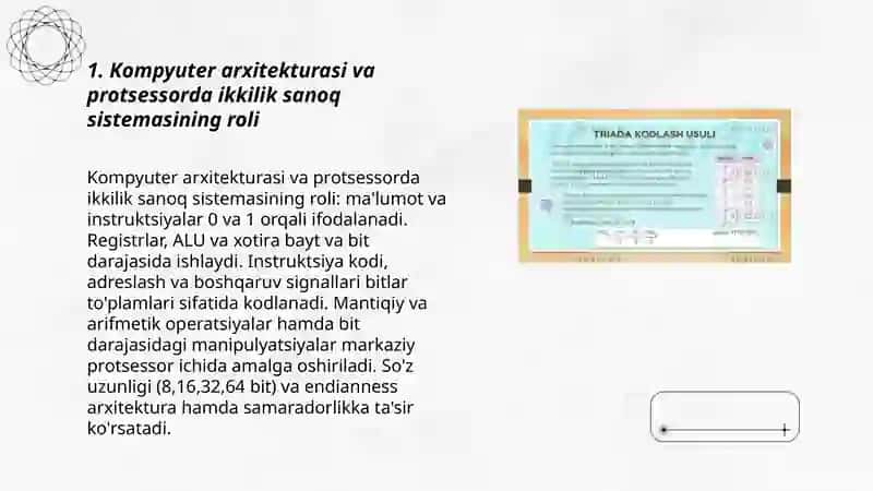 Ikkilik sanoq sistemasining tadbiqi Ilashova Ismigul 3