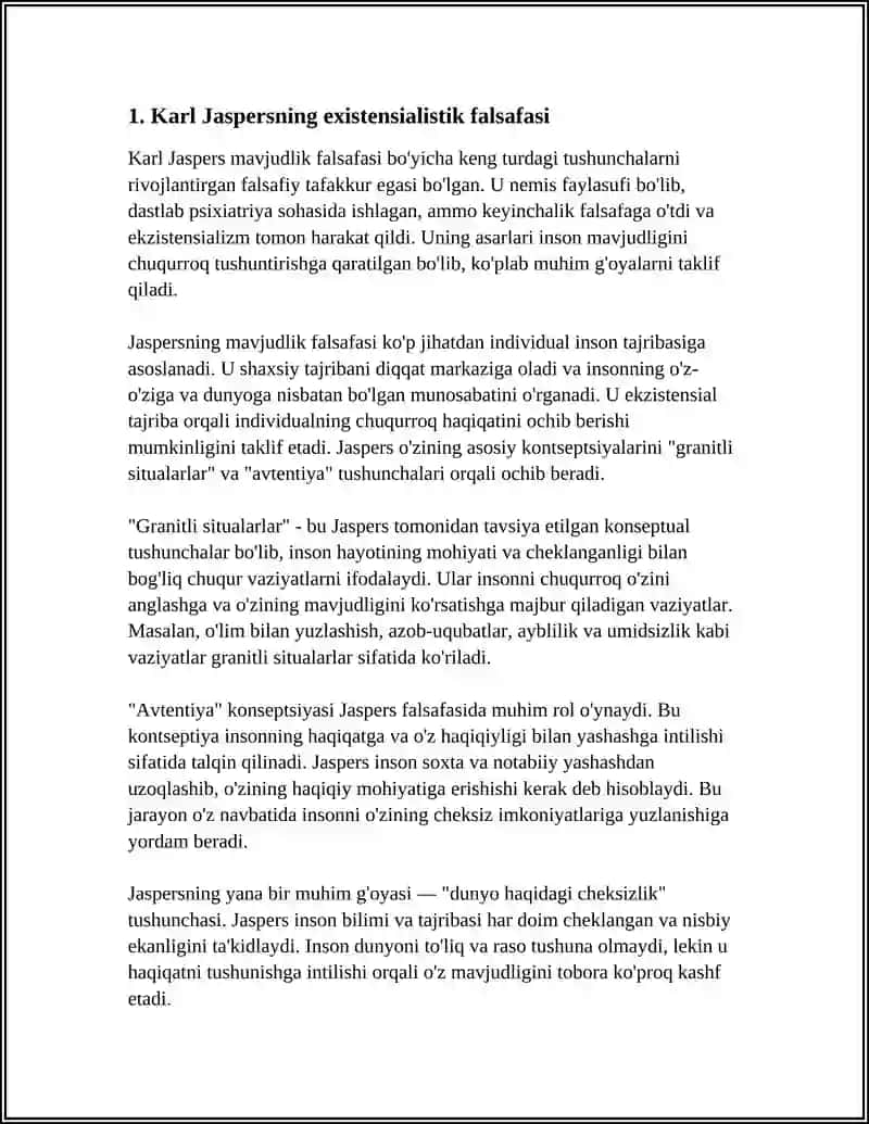 Karl Yaspers va Martin Xaydeggerning Eksistensialist Psixologiyaga Ta'siri 3