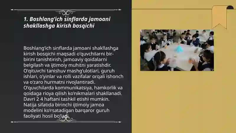 Boshlangʻich sinflarda oʻquvchilar jamoasini shakllantirish bosqichlari 3