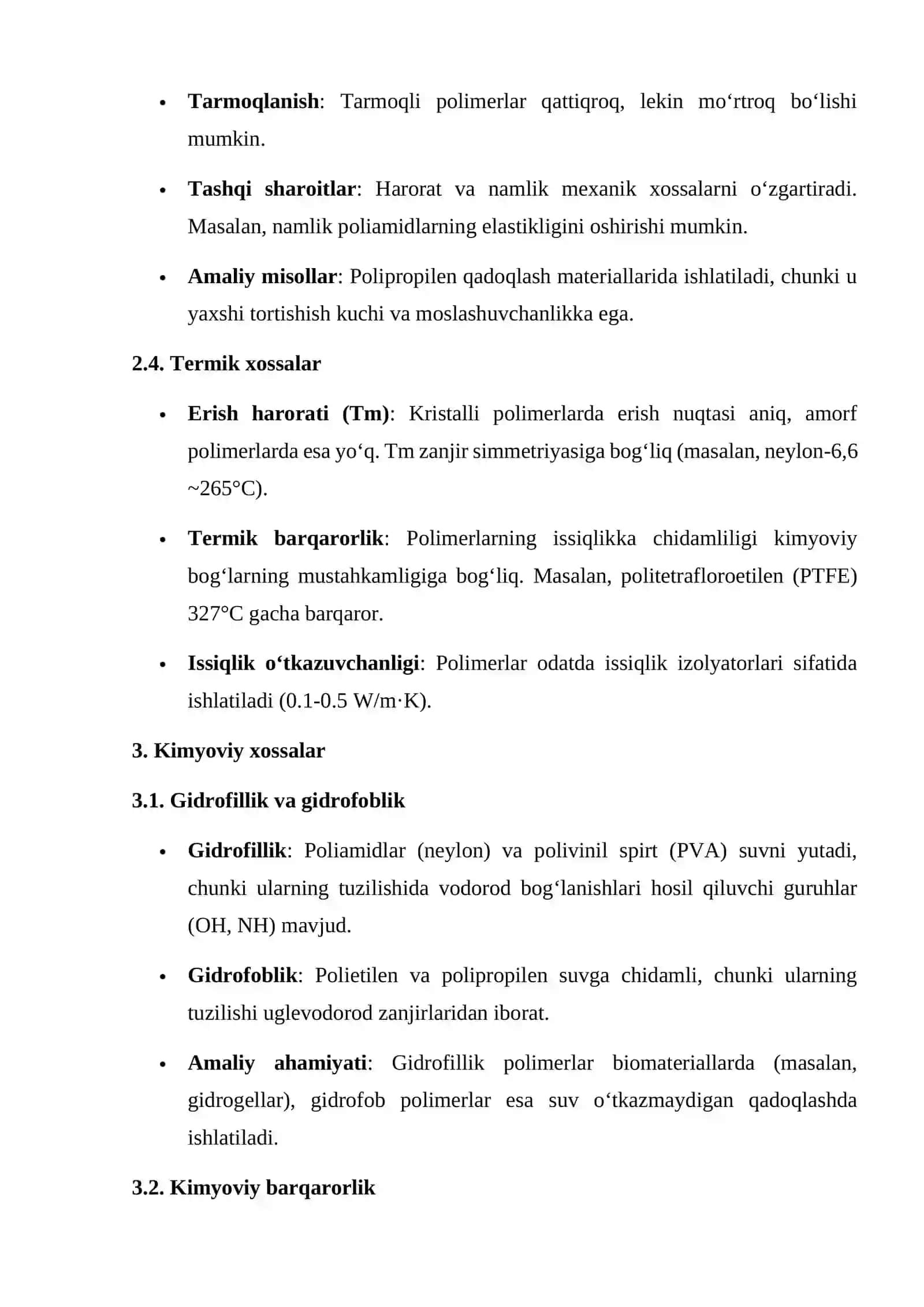 POLIMERLARNING FIZIK-KIMYOVIY XOSSALARI 3