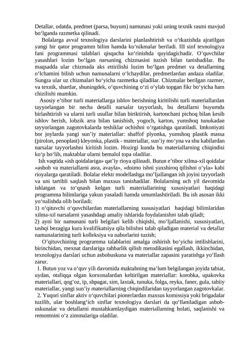 Turli xil materiallar haqida tushunchaga ega bo’lish 3