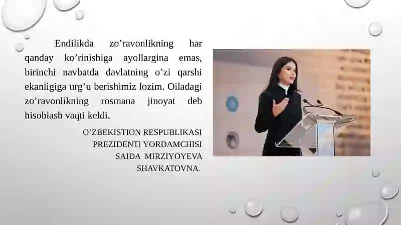 O‘zbekistonda oilaviy zo’ravonlikka qarshi kurash masalalari 3