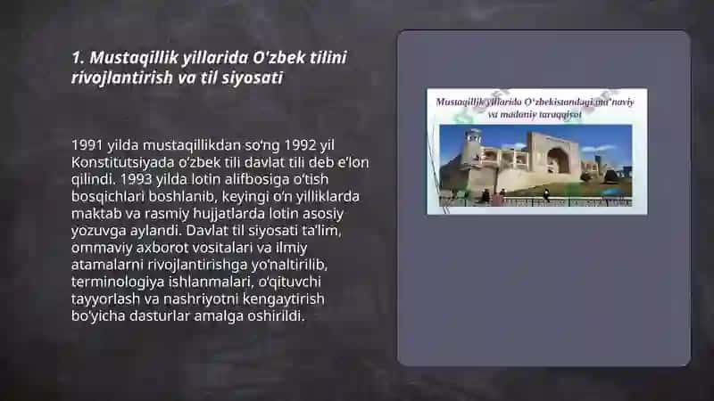 Mustaqillik yillarida O'zbekistonda ma'naviy va madaniy taraqqiyot 3