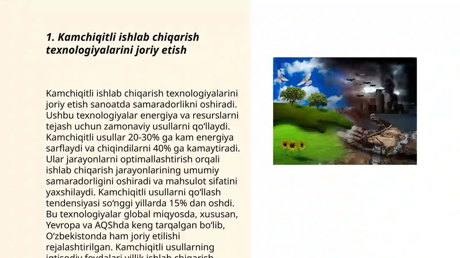 Kamchiqitli va chiqitsiz texnologiya va atrof muhitni ifloslanishidan saqlash 3
