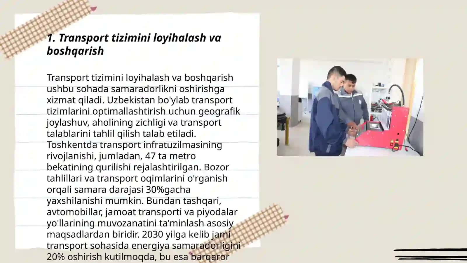 Transport tizimini loyihalash va boshqarish 3