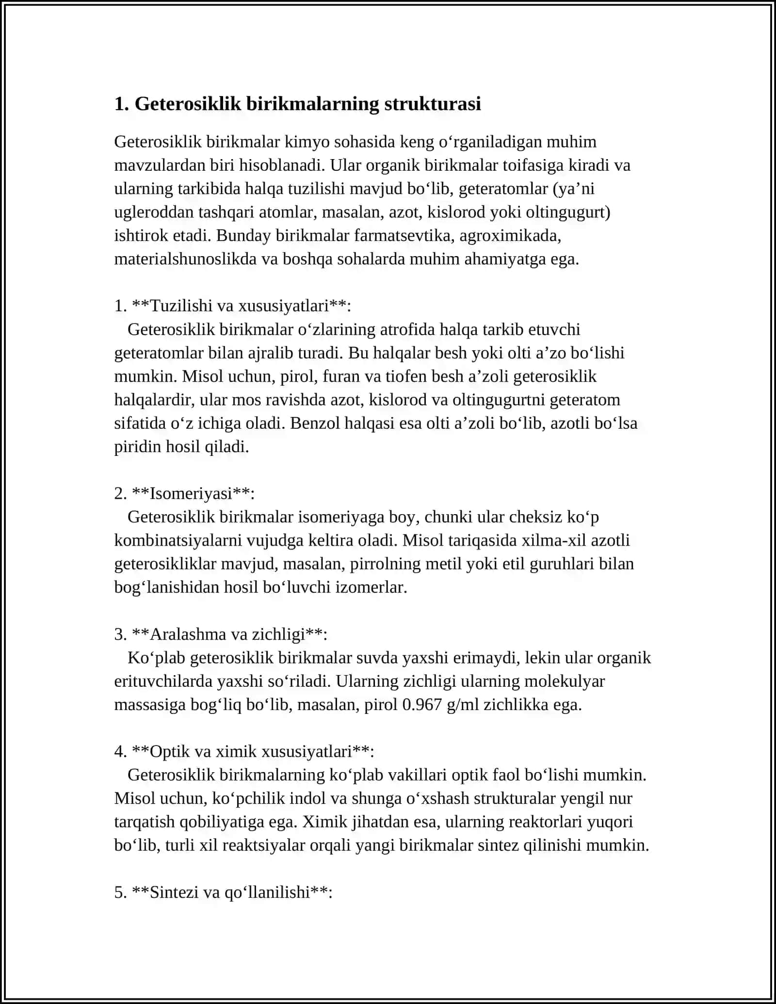 Geterosiklik birikmalar va ularning ahamiyati 3