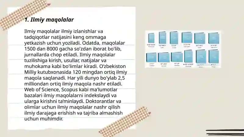 Ilmiy Maqolalar va ularning nashr turlari 3