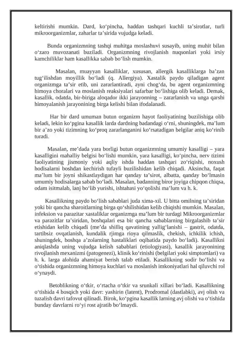 Kasallik va uning bosqichlari haqida umumiy ma’lumot 3