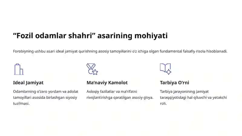 Abu Nasr Forobiyning “Fozil odamlar shahri” asarida tarbiyaviy qarashlar 3