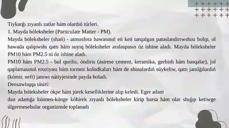 Atmosfera hawasına shıǵatuǵın zıyanlı zatlar 3
