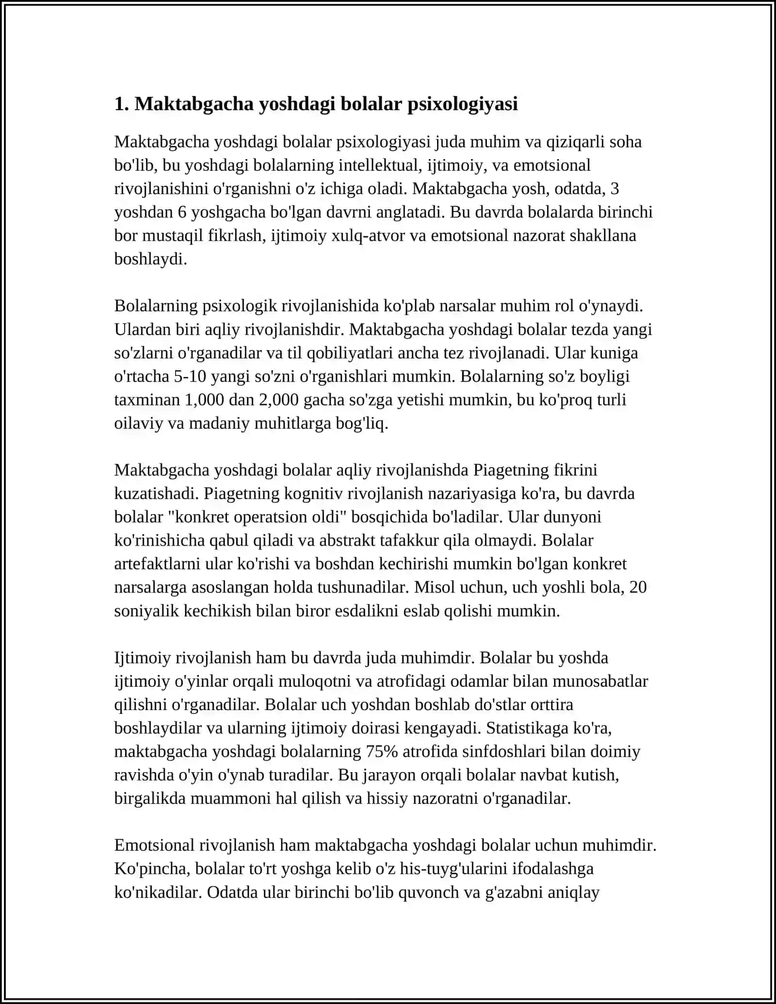 MUSTAQIL ISH Mavzu: MAKTABGACHA YOSHDAGI BOLALAR SHAHSIYATINI SHAKILLANTIRISHDA TARBIYACHINING ROLI 3