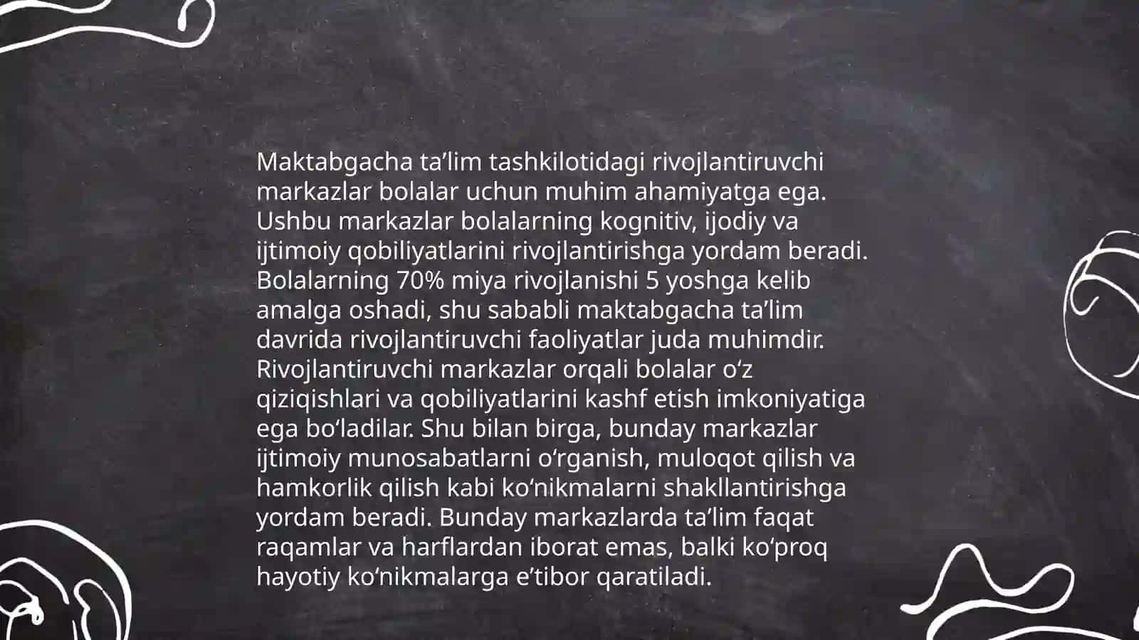 Maktabgacha taʼlim tashkilotida rivojlantiruvchi markazlari tashkil etish 3