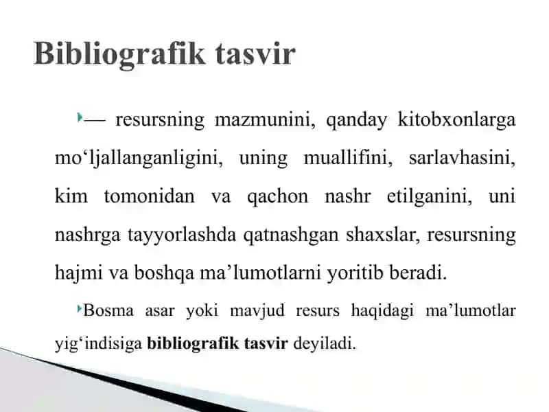 Bibliografik tasvirning nazariy asoslari. Tasvir nazariyasi va metodikasi taraqqiyoti 3