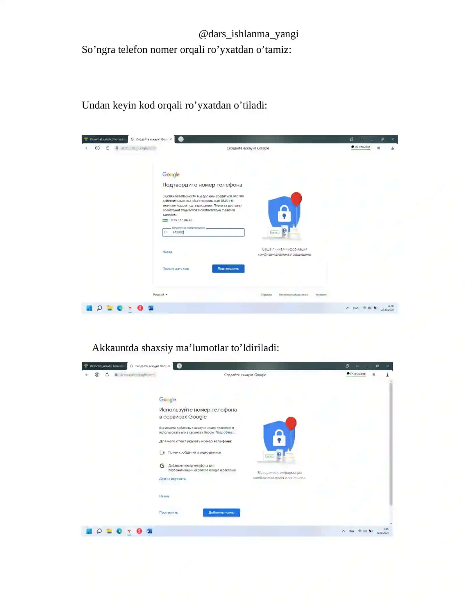 Google xizmatlari uchun Gmail e-pochta ochish 3