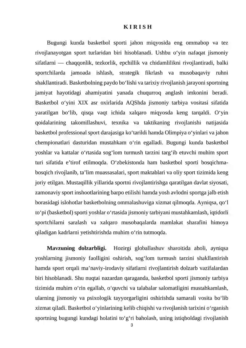 Baketbol o'yinlarining kelib chiqishi va rivojlanish tarixi. O'zbekiston qo'l topi rivojlanishi 3