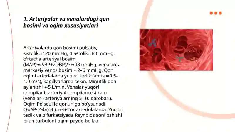 Qonning tomirlarda va kapillyarlarda oqishi. Sunʼiy qon aylanish apparatining ishlash prinsipi 3