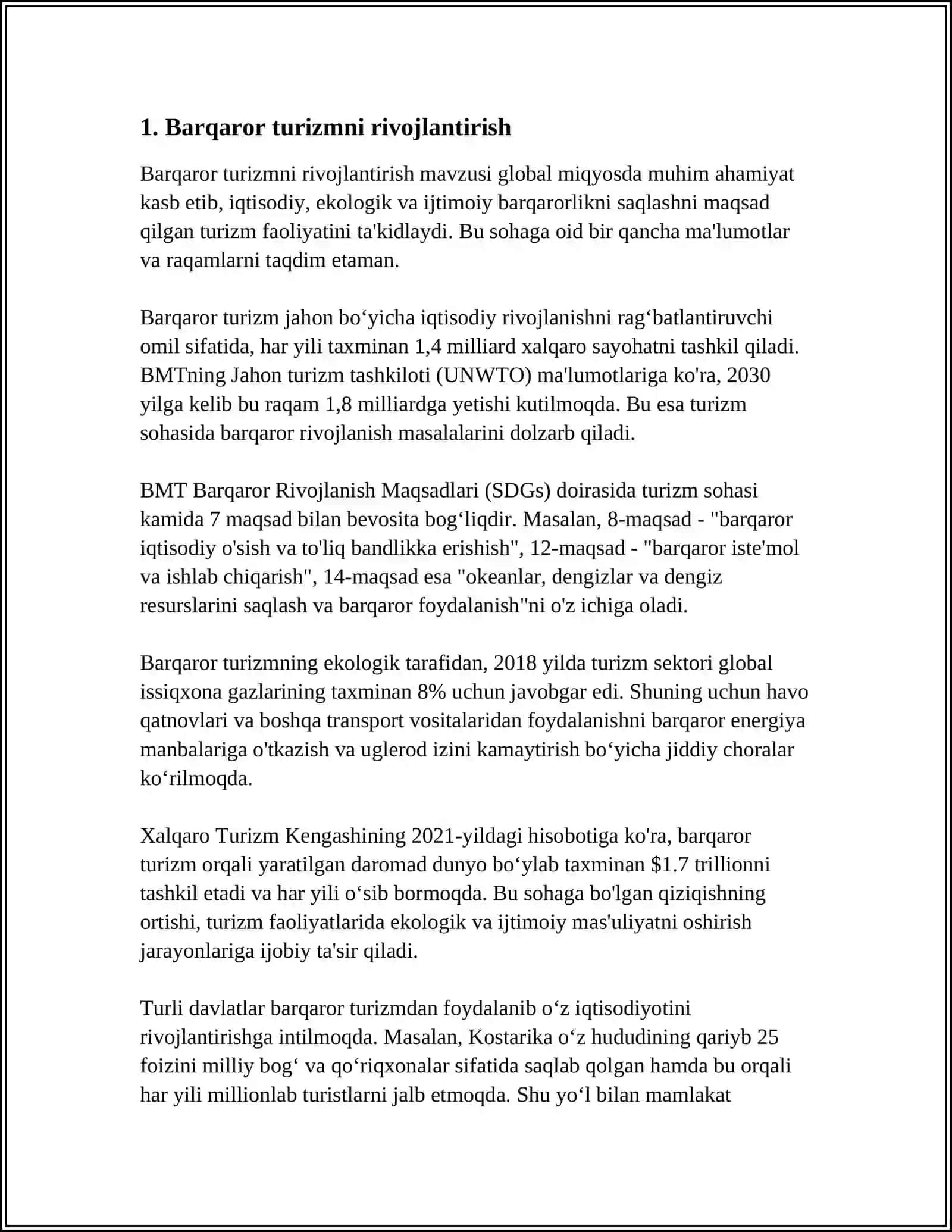 ISLOHOTLARNING YANGI BOSQICHIDA TURIZM BOʻYICHA STRATEGIK VAZIFALAR 3